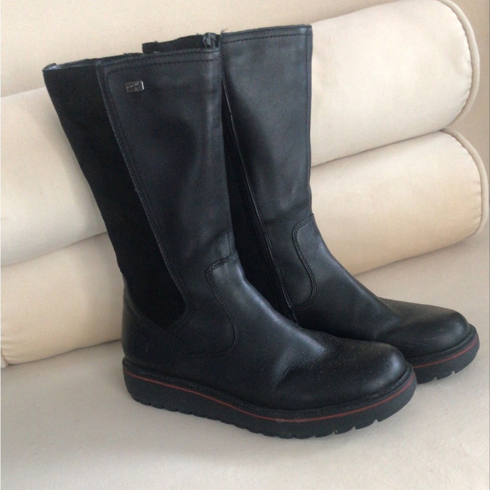 REMONTE Black Leather Women's Boots, 39